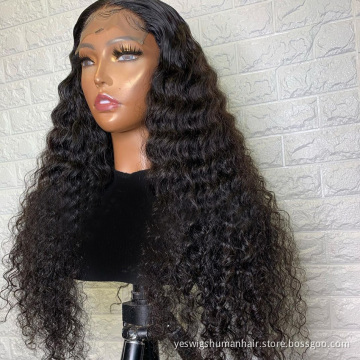 Deep Wave Lace Closure Wig Cheap Curly Brazilian 100% Virgin Natural Human Hair Wig Full Hd Transparent Lace Front Wig Vendor